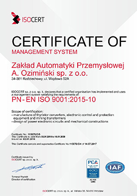 Certyfikat ISO 